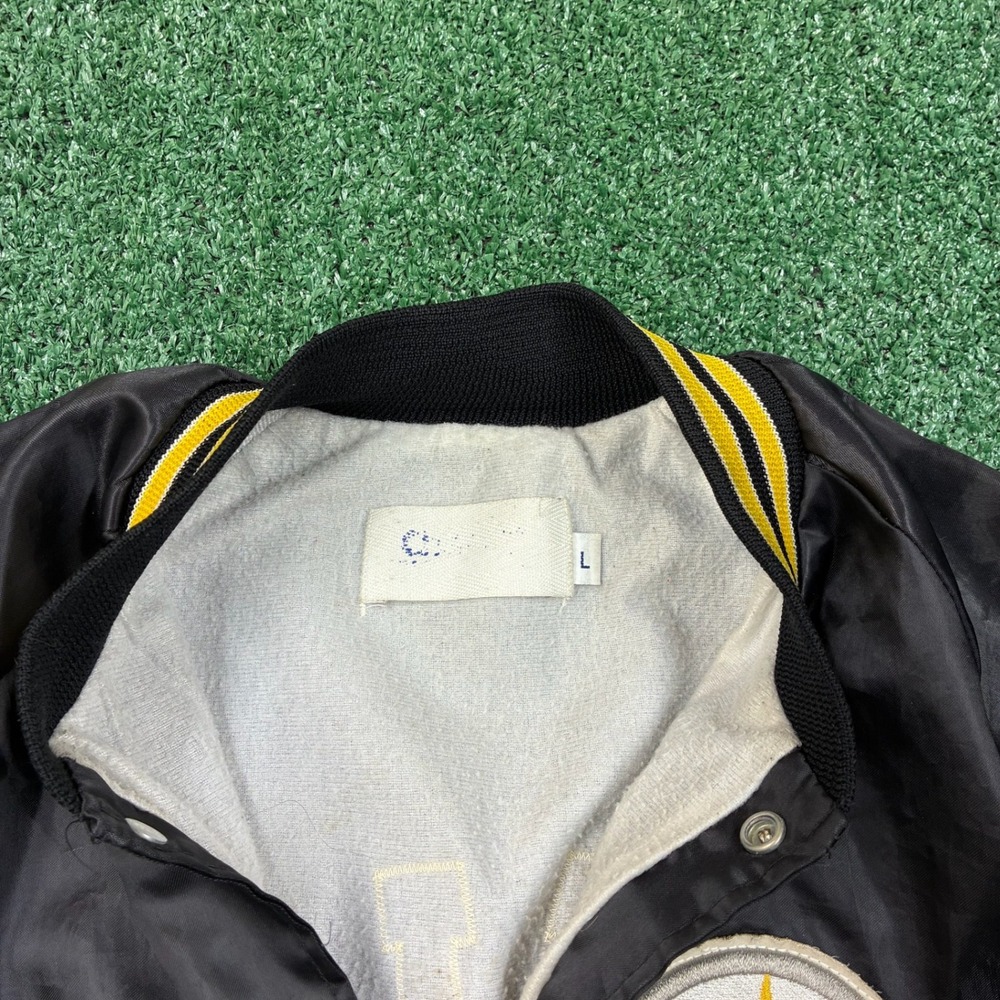 Vintage 1980's NFL Pittsburgh Steelers Embroidered Satin Varsity Bomber Jacket - Picture 4 of 6